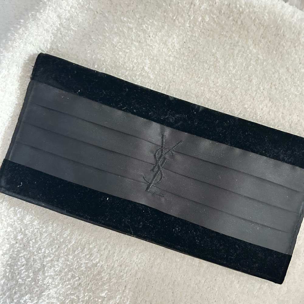 Yves Saint Laurent YSL Black Velvet Satin Evening Parfums Bag Clutch Cosmetic